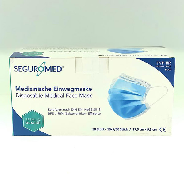 Mascarilla médica desechable SegurMed - 10x5/50 piezas