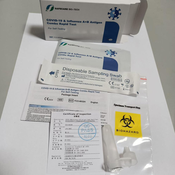 Safecare COVID-19 & Influenza A+B Antigen Combo rapid test